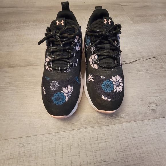 Under Armour Shoes - Under Armour Black Athletic Sneakers with Blue and Pink Floral Print
